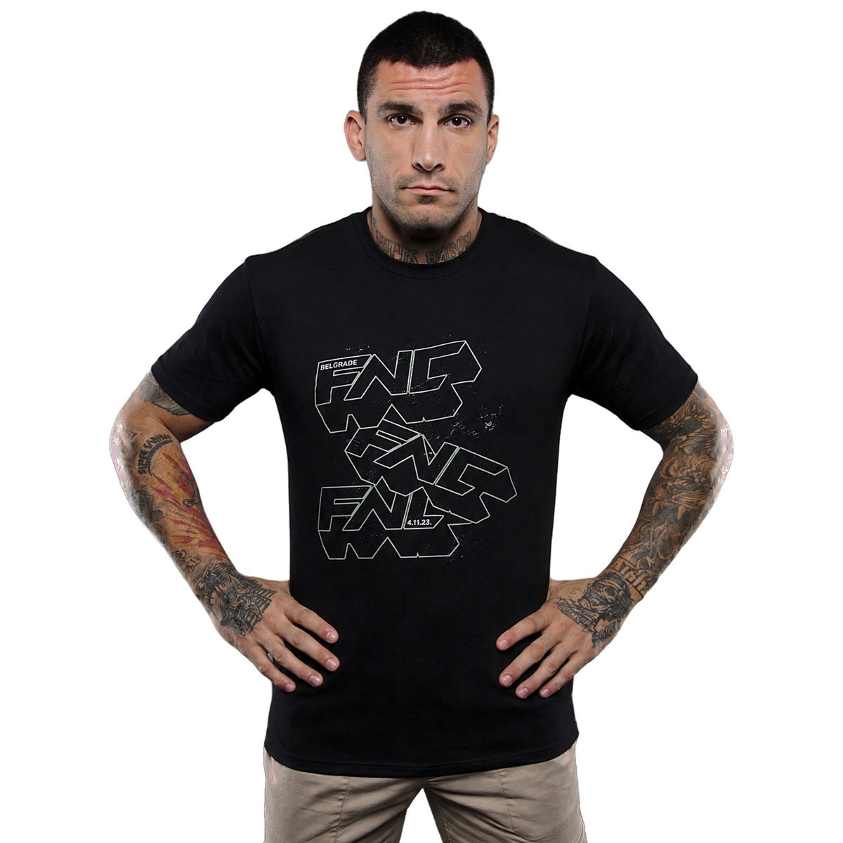 FNC Belgrade Wireframe Logo T-Shirt - Black