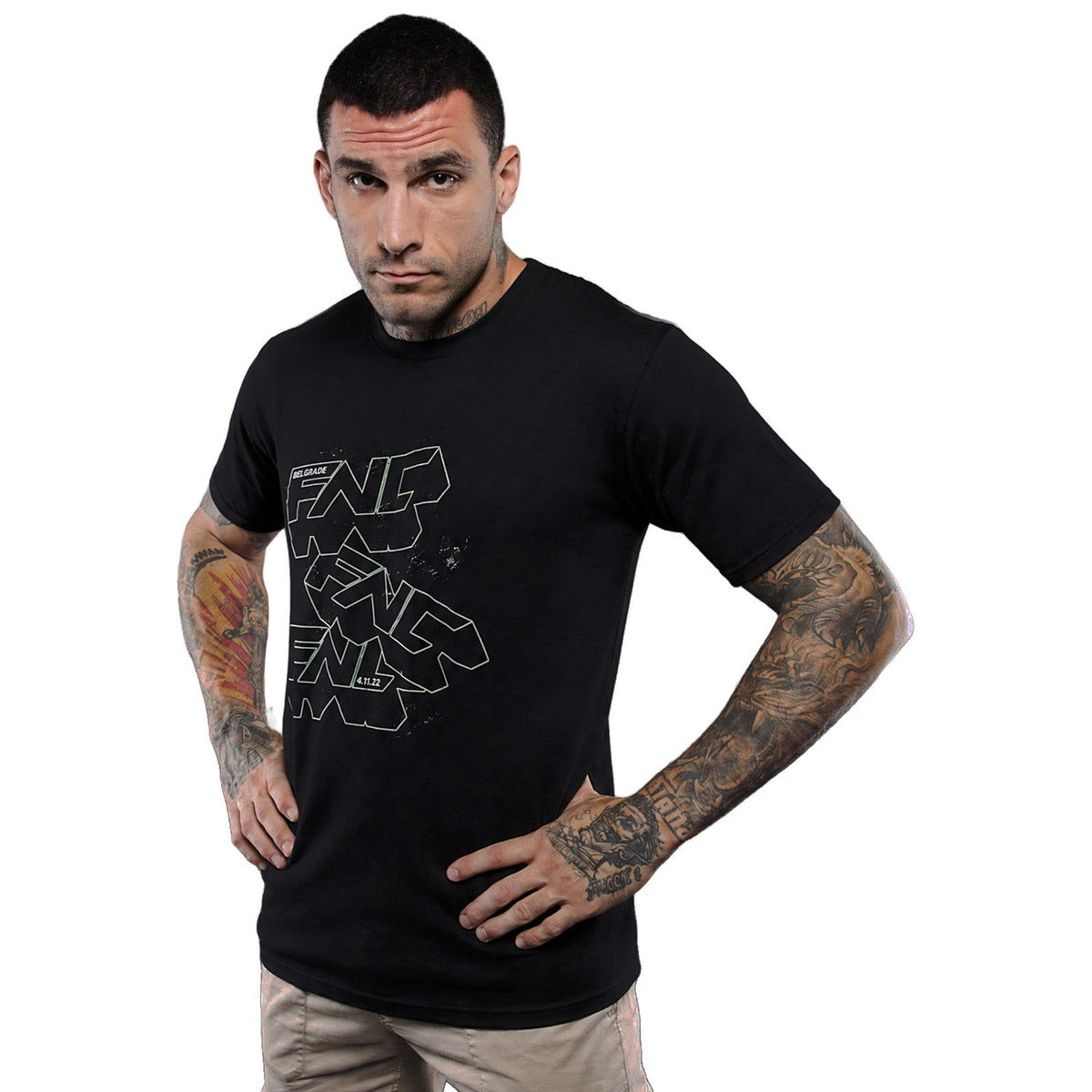 FNC Belgrade Wireframe Logo T-Shirt - Black