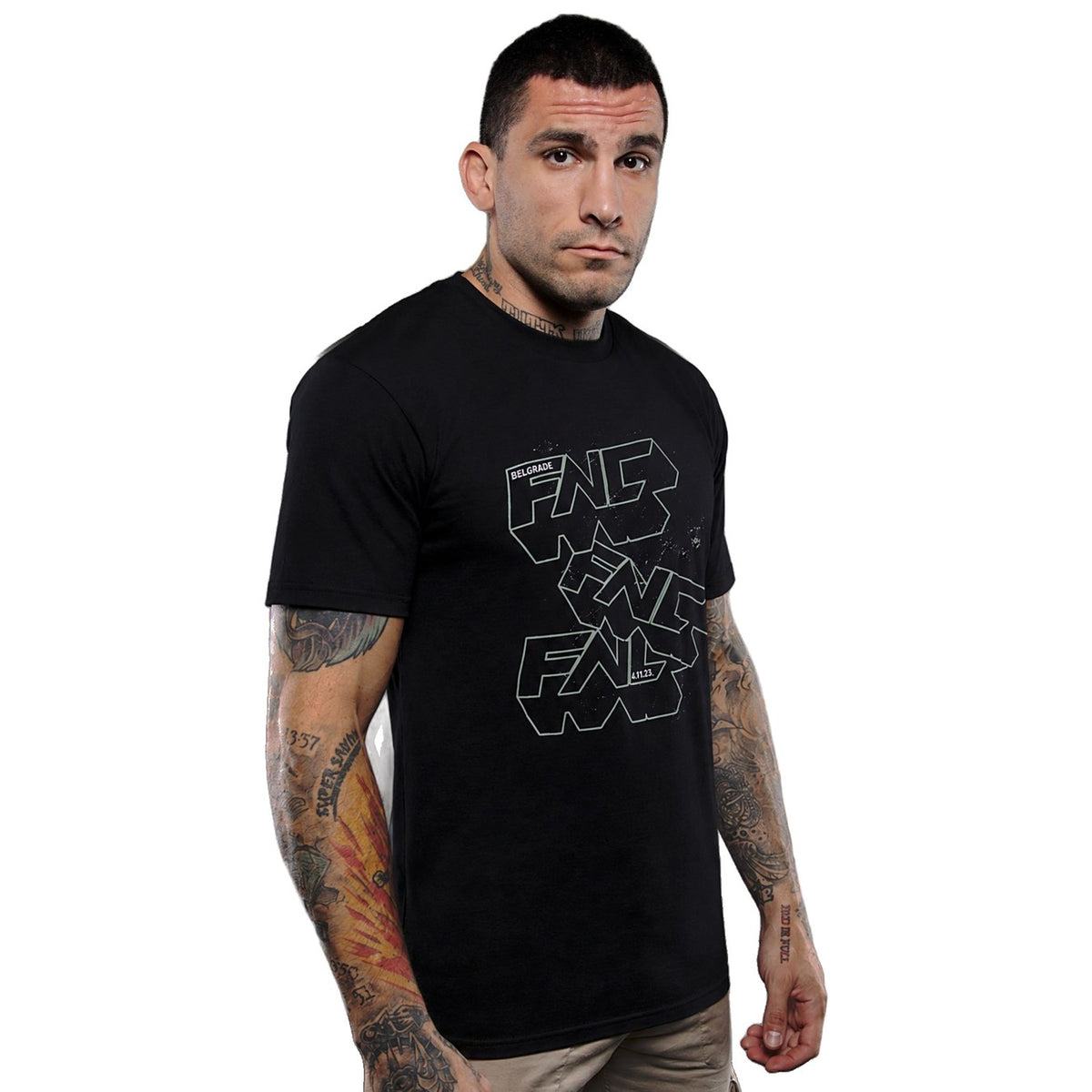 FNC Belgrade Wireframe Logo T-Shirt - Black