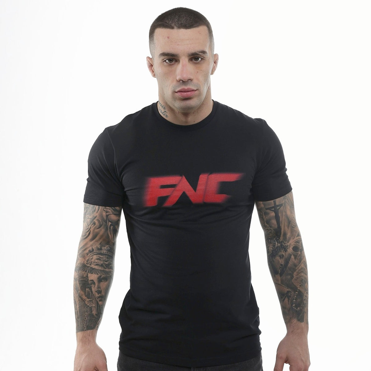 FNC Neon Glow Logo T-Shirt - Black/Red
