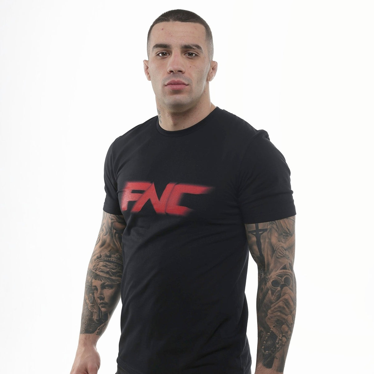 FNC Neon Glow Logo T-Shirt - Black/Red