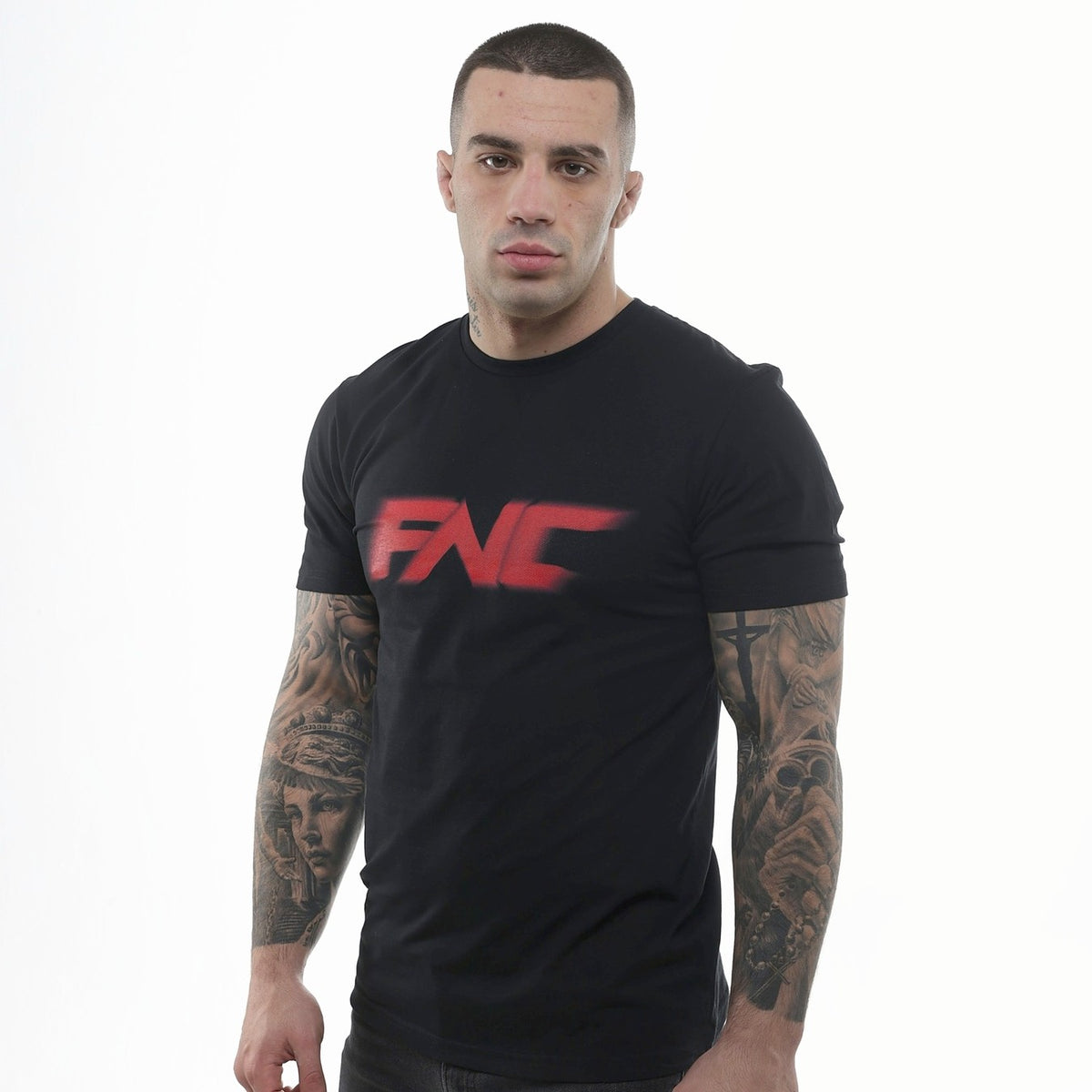 FNC Neon Glow Logo T-Shirt - Black/Red