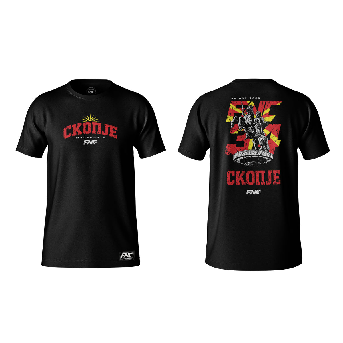 FNC 34 Skopje T-Shirt - Black - front and back