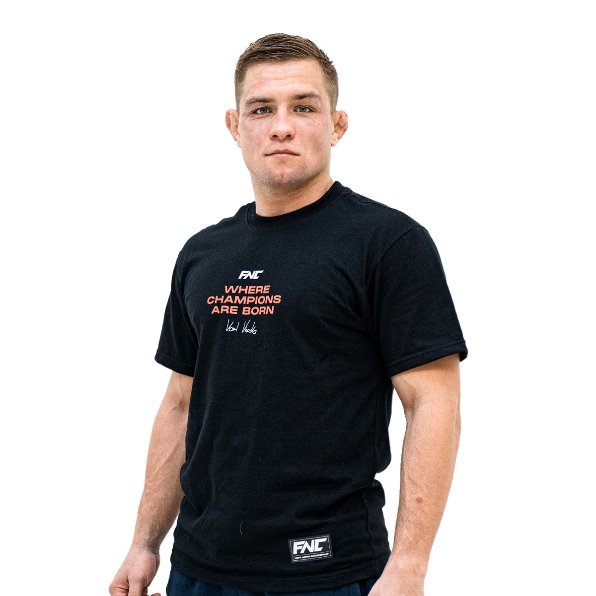 FNC Champions Mentality T-Shirt - Black - worn, front