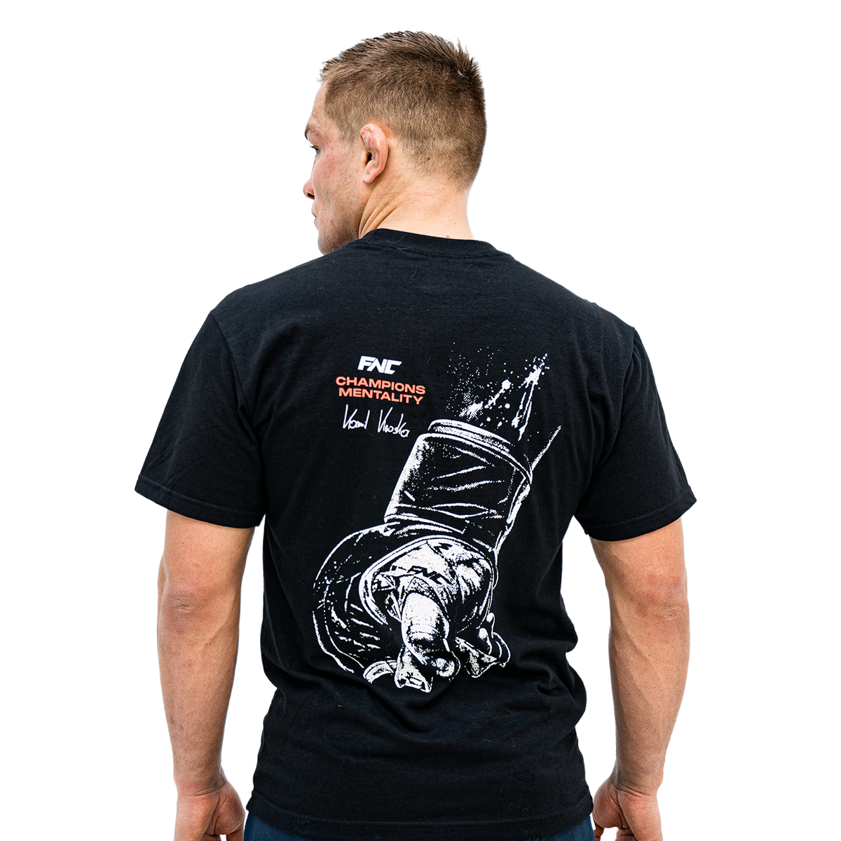 FNC Champions Mentality T-Shirt - Black - worn, back