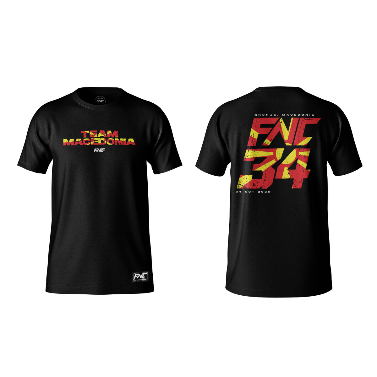 FNC Team Macedonia T-Shirt - Black - front and back