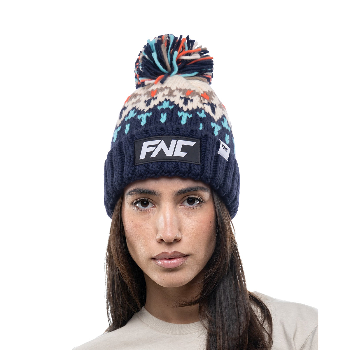 FNC Winter Hat Fair Isle Pom Beanie