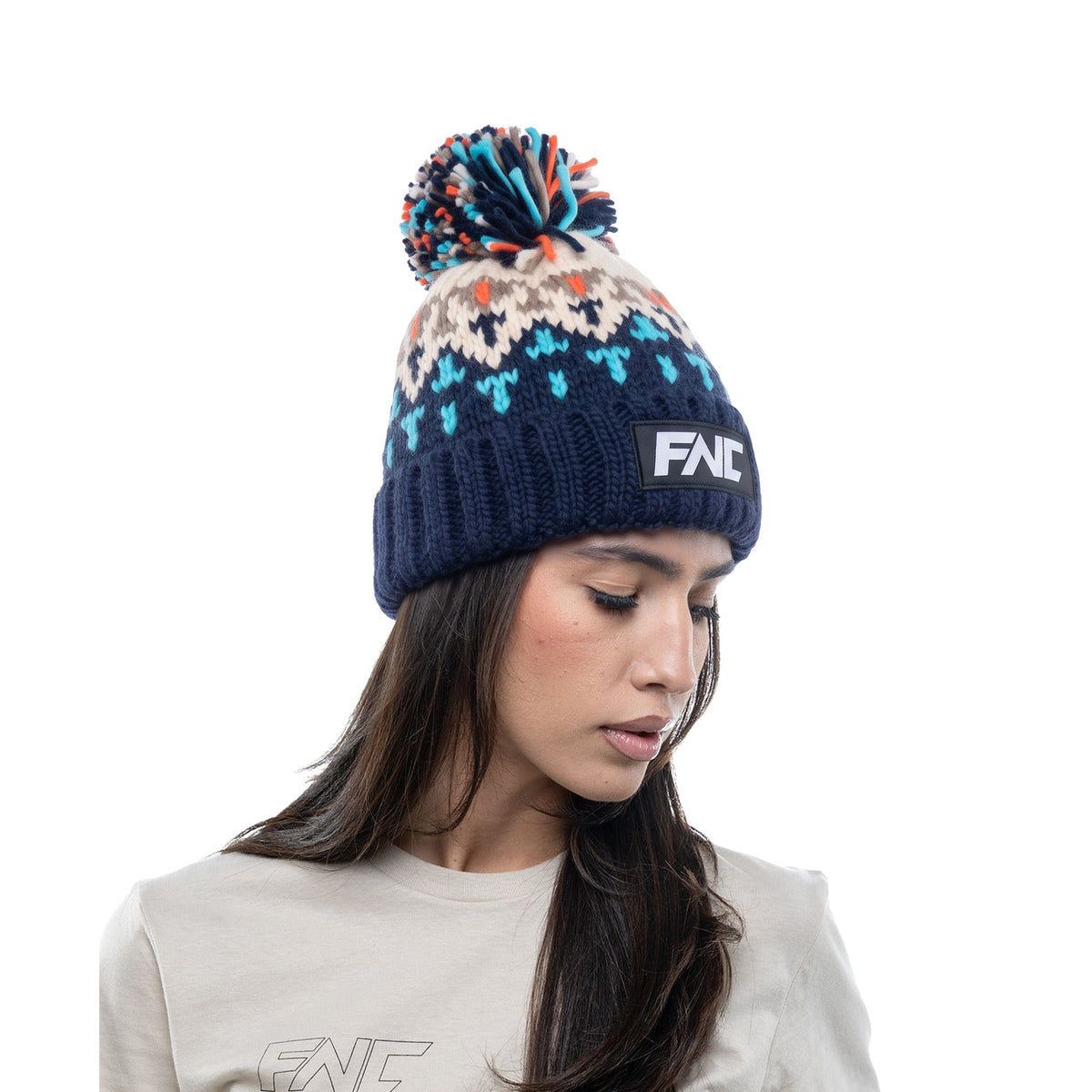 FNC Winter Hat Fair Isle Pom Beanie